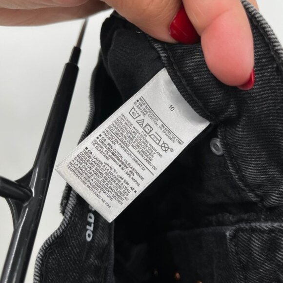 Old Navy Black Wash Denim Shorts Size 10 Higher High Rise Sky-Hi A-Line - Picture 7 of 8